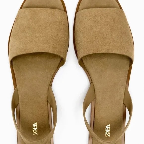 FLAT LEATHER SANDALS WITH HEEL STRAP - Picture 7 of 7